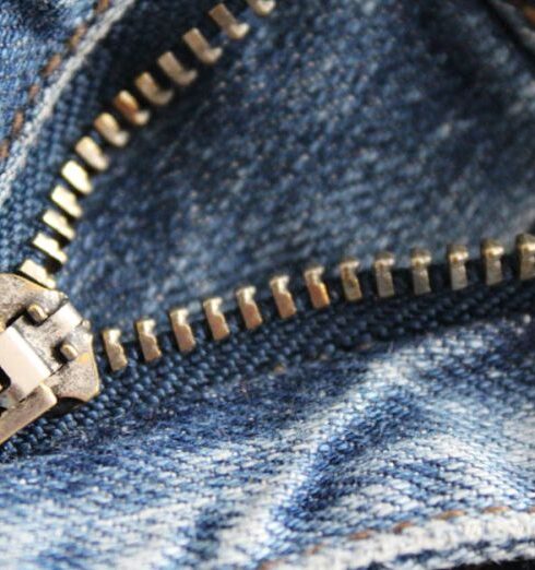 Jeans - Close Up of Zipper of Blue Denim Bottoms