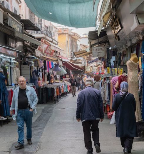 Clothing Stores - People at Kemeralti Bazaar in Izmir in Turkey