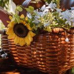 Home Décor - Picnic Basket with Flowers on Table