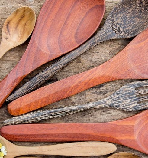 Kitchenware - Top View of Wooden Spoons