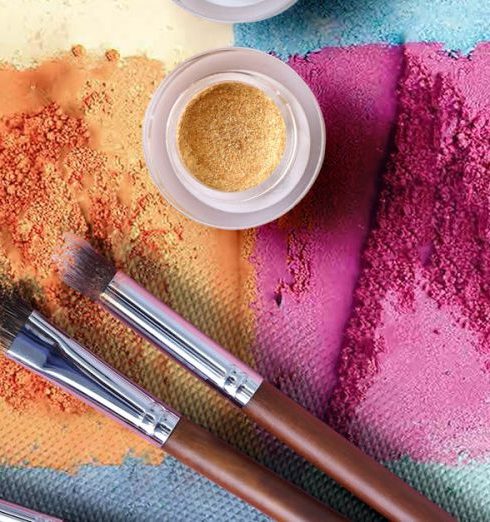 Beauty Products - Colored Powders and Brush