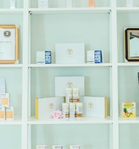 Skincare Brands - White Wooden Shelf With Assorted Bottles