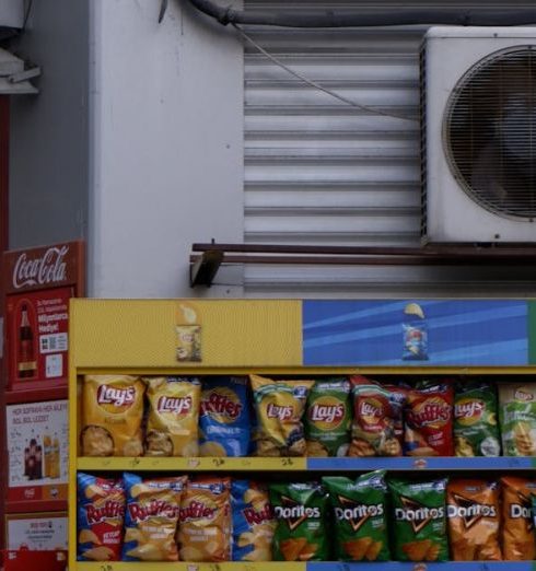 Food Brands - Shelves with Chips on Store Wall