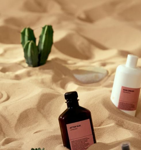 Beauty Brand - Cosmetic Products on a Beach Sand