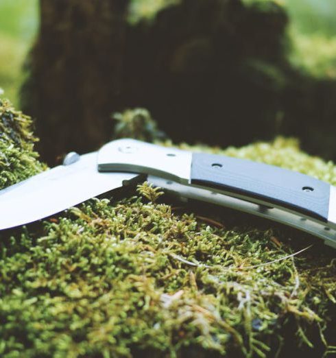 Camping Gear - Gray and Black Folding Pocket Knife