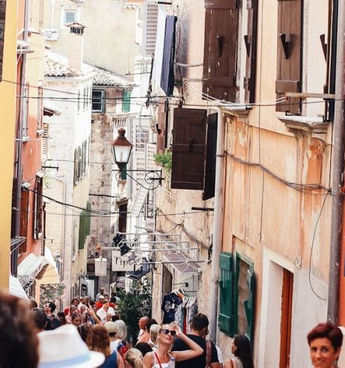 Boutiques - People on Street in Town