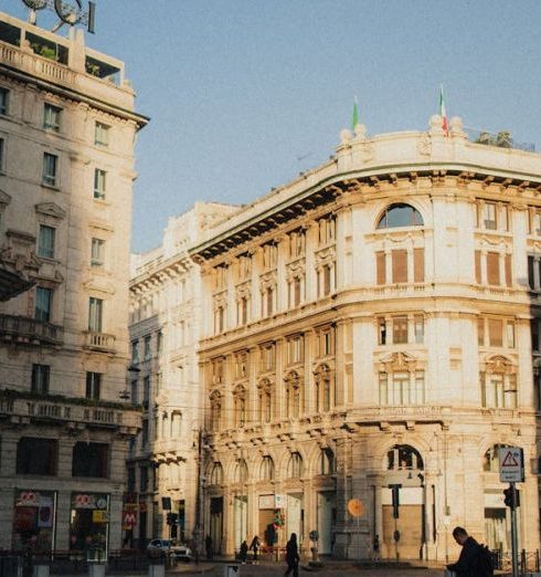 Luxury Stores - View of the ODSweet Duomo Milano Hotel Seen from Piazza del Duomo in Milan, Italy