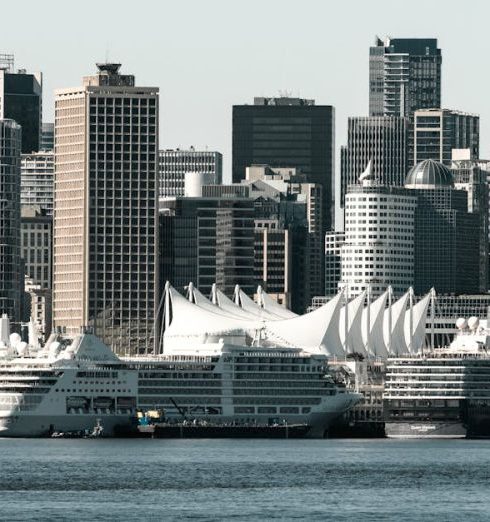 International Shipping - Cruise Ships in the Harbor of Vancouver