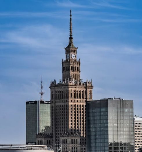 Mid-Century Modern - Palace of Culture and Science over Buildings in Warsaw