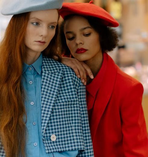 Grocery Stores - Fashionable Women in Beret Hats Standing in the Supermarket