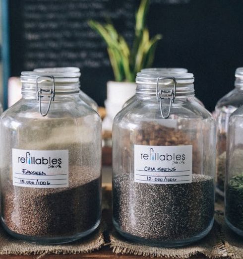 Vegan Foods - Assorted Seeds in Glass Jar Containers