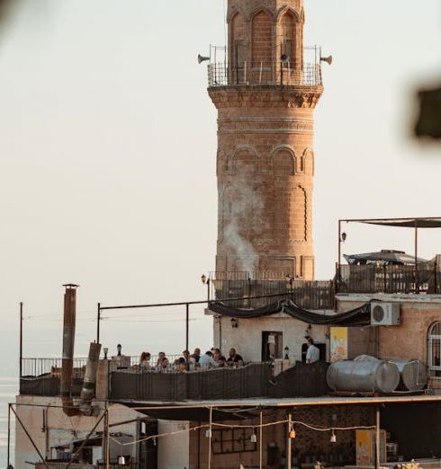 Unique Architecture - View of a Tower at Sunset