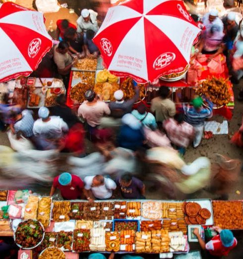 Seasonal Events - Top View Long Exposure Photo of Food Market with Street Food Stalls