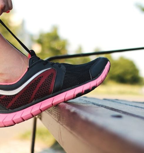 Running Shoes - Person Foot on Bench