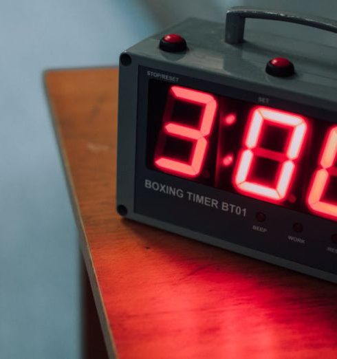 Martial Arts Equipment - Boxing Timer on Wooden Table