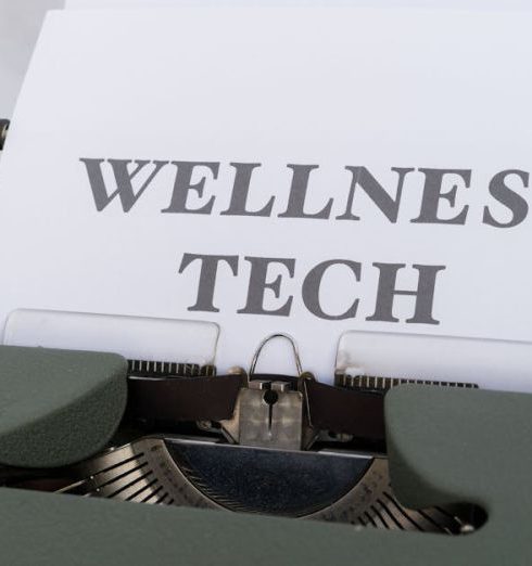 Fitness Trackers - A typewriter with the word wellness tech on it