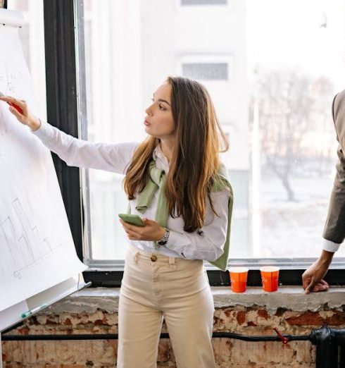 Feedback Analysis - Woman Presenting at the Meeting