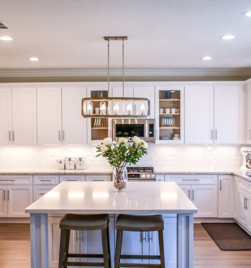 Kitchen - White Wooden Cupboards