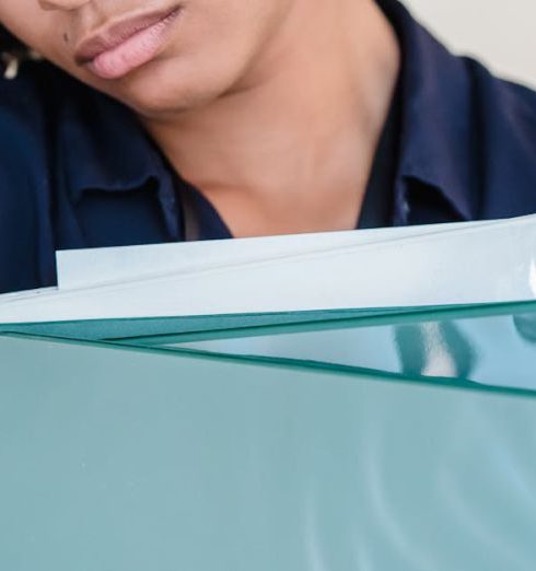 Responsibilities - A woman appears stressed while clutching files against a wall, depicting workplace anxiety.