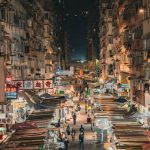 Markets - Drone Shot of Illuminated Mong Kok Shopping Area in Hong Kong, China