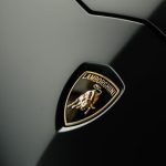 High-Performance - Lamborghini Logo badge on Hood of Black Glossy Sports Car