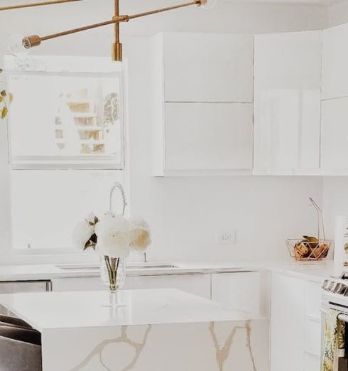 Kitchen Renovation - White Marble Style Kitchen Island