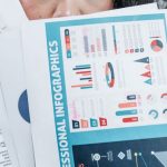 Descriptive Analytics - Professional woman holding infographics and financial documents demonstrating data analysis.