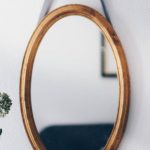 Mirrors - Oval Brown Wooden Framed Hanging Mirror