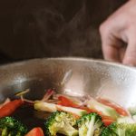 Nonstick Cookware - Person Holding Black Cooking Pan With Vegetable Salad