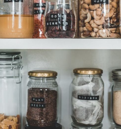 Pantry - Clear Glass Jars With Brown and White Beans