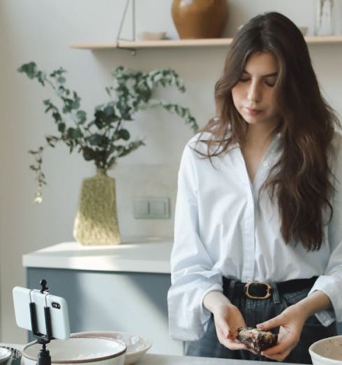 Mixing Bowls - A Woman Making a Food Vlog