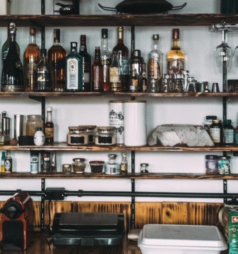 Home Bar - White Wooden Modular Kitchen