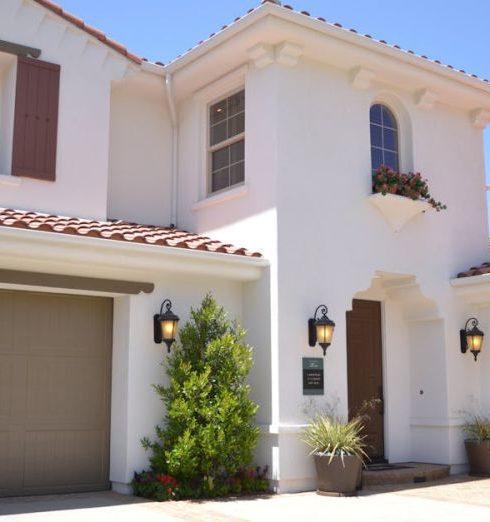 Garage Door - White Concrete 2-storey House