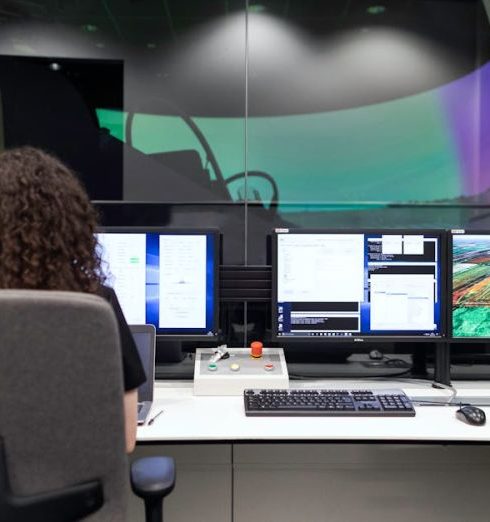 Command Center - Female Engineer Controlling Flight Simulator