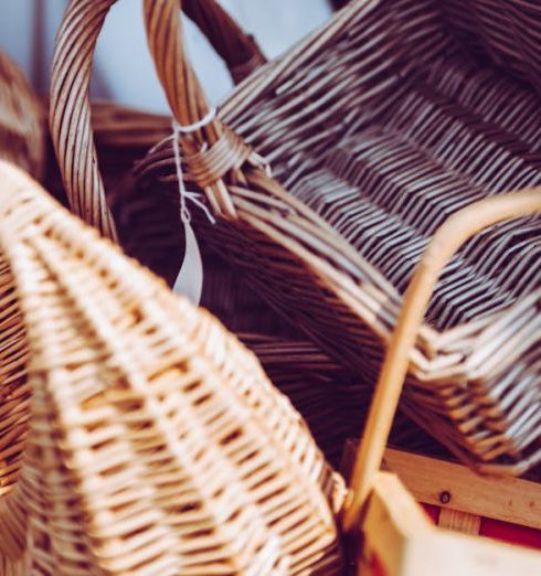 Baskets - Stacked Brown Wicker Baskets