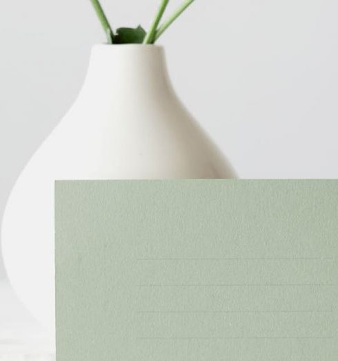 Monochromatic Palettes - Blank Green Paper Beside a White Flower Vase