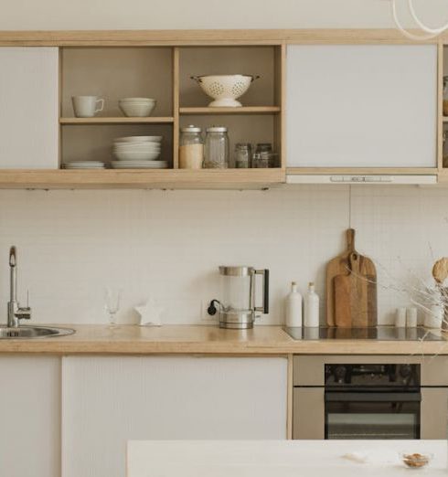 Open Shelving - White Dining Table and Chairs in a Kitchen