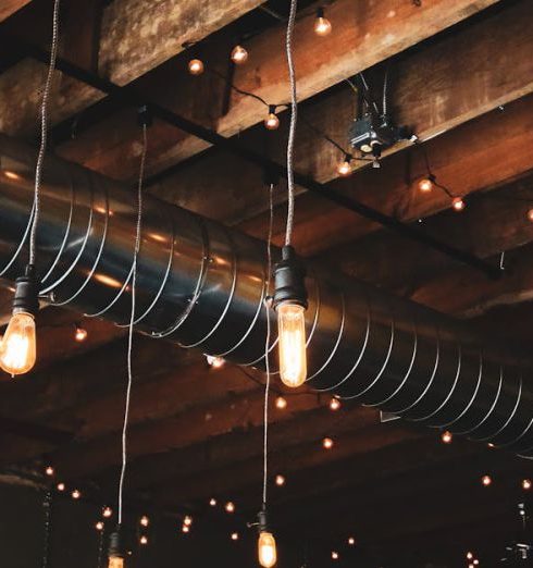 Exposed Beams - Black Pendant Lamps