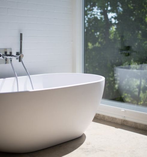 Bathtub - White Ceramic Bathtub Beside Clear Glass Wall