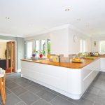 Floor Tiles - Brown and White Wooden Kitchen Island