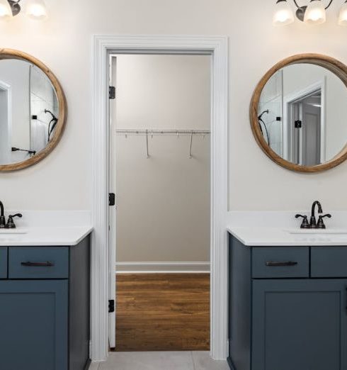 Bathroom Update - Mirrors above Two Bathroom Sinks