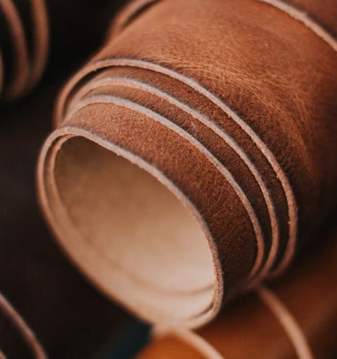 Durable Furniture - Close-Up Shot of Rolled Brown Leather