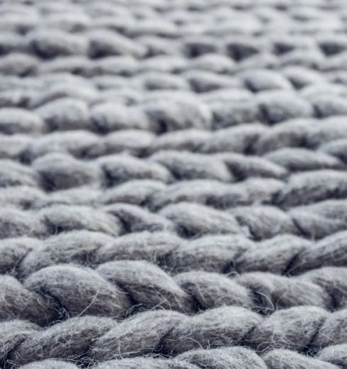 Rugs - Close-up of Gray Cable Knit Cloth