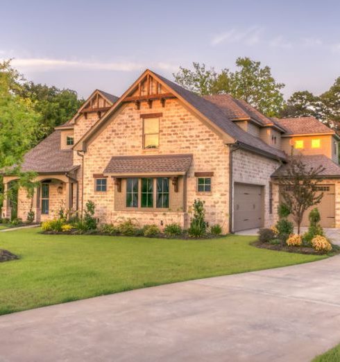 Landscaping - Beige Bungalow House