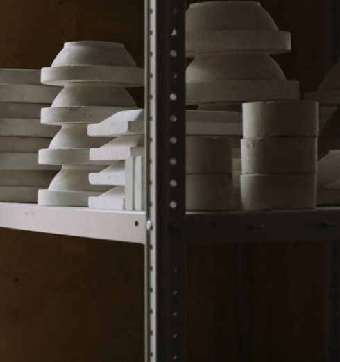 Modular Shelving - Handmade Plates on a Shelf