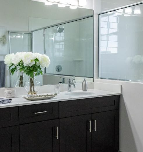 Bathroom Cabinets - White Ceramic Sink With Stainless Steel Faucet