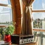 Mid-Century Modern - Black Music Player on Brown Wooden Desk