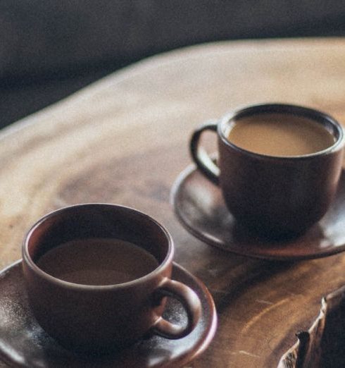 Rustic Furniture - Two Brown Ceramic Mugs