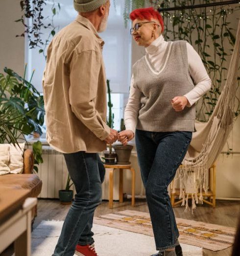 Eclectic Furniture - An Elderly Couple Dancing at Home