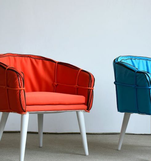 Accent Chair - Photo of Red and Blue Chairs